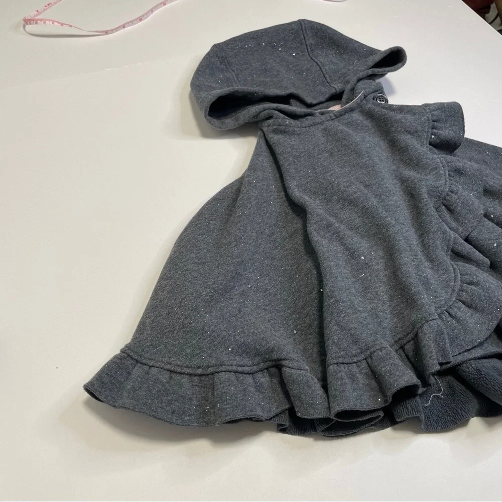 Max Studio Baby Girl Sparkly Hooded Ruffle Poncho Cape Sweater 24M